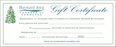 Gift Certificates - Hayward Area Chamber Of Commerce - Explore Hayward 