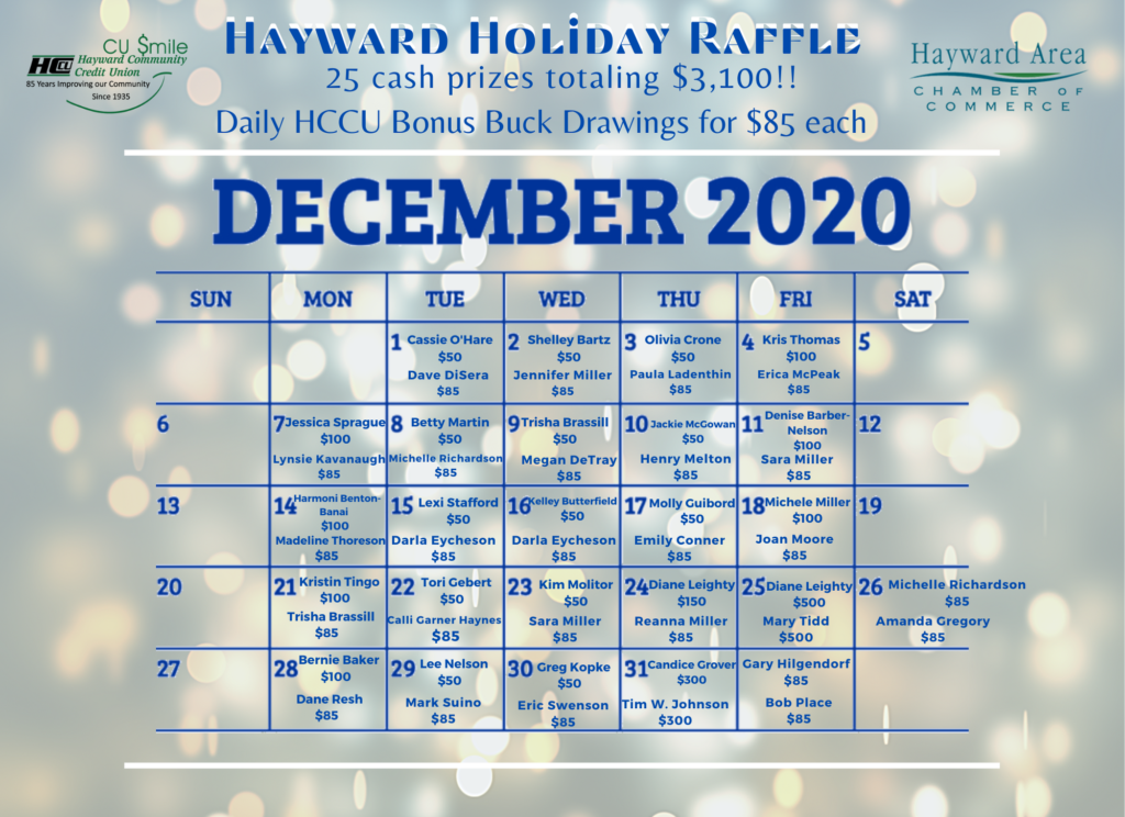 Hayward Holiday Raffle Hayward Area Chamber of Commerce Explore