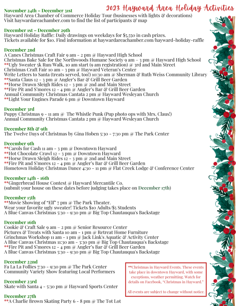 Hayward Area Holiday Tour - Hayward Area Chamber of Commerce - Explore ...